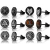 SIISPRI 6Pairs Norse Viking Stud Earrings Mens Earrings Set Hypoallergenic
