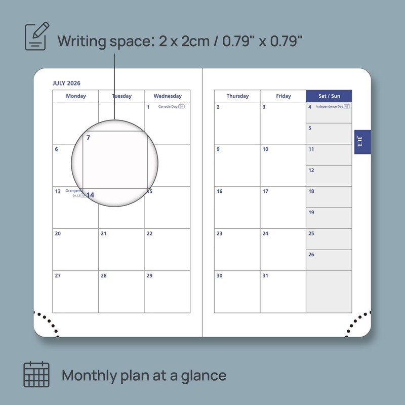 POPRUN 2026 Pocket Weekly Planner (Super Mini Size 3'' x
