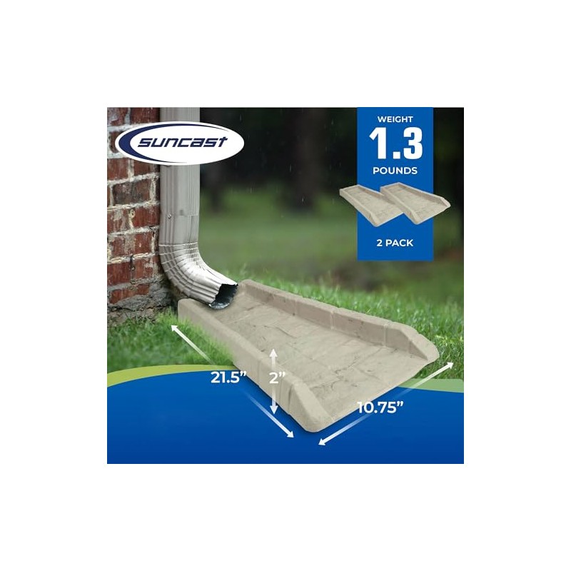 Suncast Poly Composite Easy to Use Decorative Outdoor Rain Gutter