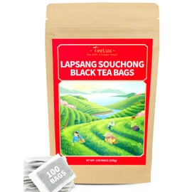 TeeLux Black Tea Bags, Premium Smoked Lapsang Souchong Tea, Caffeinated, 100 Count Tea Bags for Hot & Iced Tea