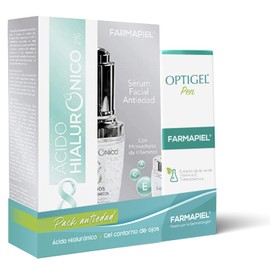 Optigel Kit Rejuvenecimiento: Contorno de Ojos en Gel Anti-Ojeras, Bolsas y Arrugas & Farmapiel Sérum Facial de Ácido Hialurónico 2% | Hidratación Profunda Antiarruga