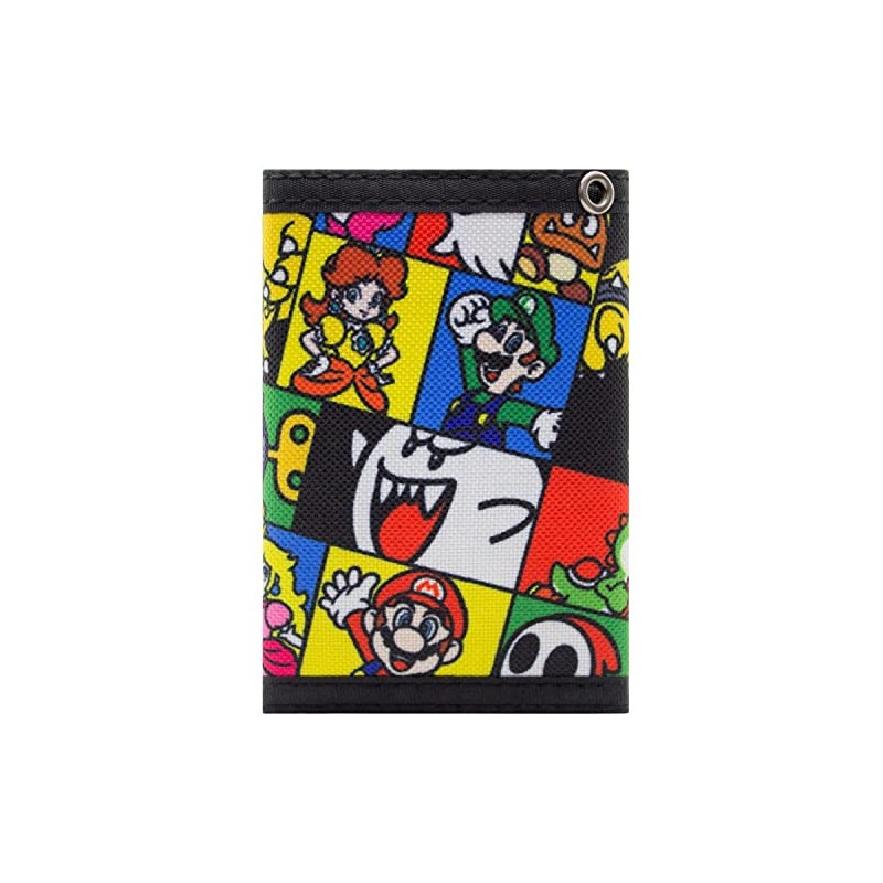 Mario Party Checked Retro Characters Multicoloured Wallet Purse, multicoloured, Tri-Fold