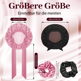 Seidenhaube zum Schlafen,Doppelseidige Schlafmütze,Nachtmütze für lockiges Haar,Satin Haarhaube für Damen,Schlafmütze Seide,Haare Schützen für die Nacht Bonnet mit elastischem Band(2 Stück)