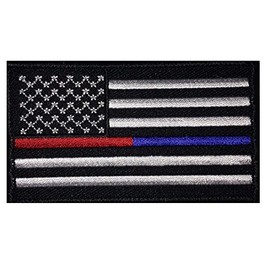USA Flag Thin Blue Red Line Police - Firefighter 3.5 X 2.0 Hook Patch by Miltacusa