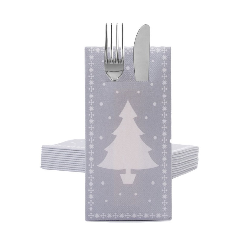 Sovie HOME Cutlery Napkins White Tree in Silver Linclass® Airlaid