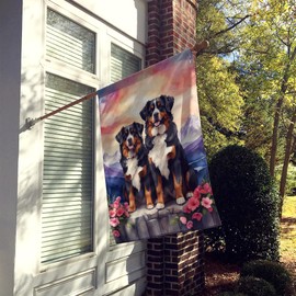 Caroline's Treasures DAC4618CHF Bernese Mountain Dog Two Hearts House Flag Large Porch Sleeve Pole Decorative Outside Yard Banner Artwork Wall Hanging, Polyester, House Size, Multicolor