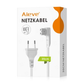 AIEVE 35cm Netzkabel Stromkabel 90° rechtwinkliges Kabel kurz Eurostecker C7 kompatibel mit SONOS Play:1, One SL und SONOS ONE WLAN Lautsprecher (grau-weiß,EU Stecker)