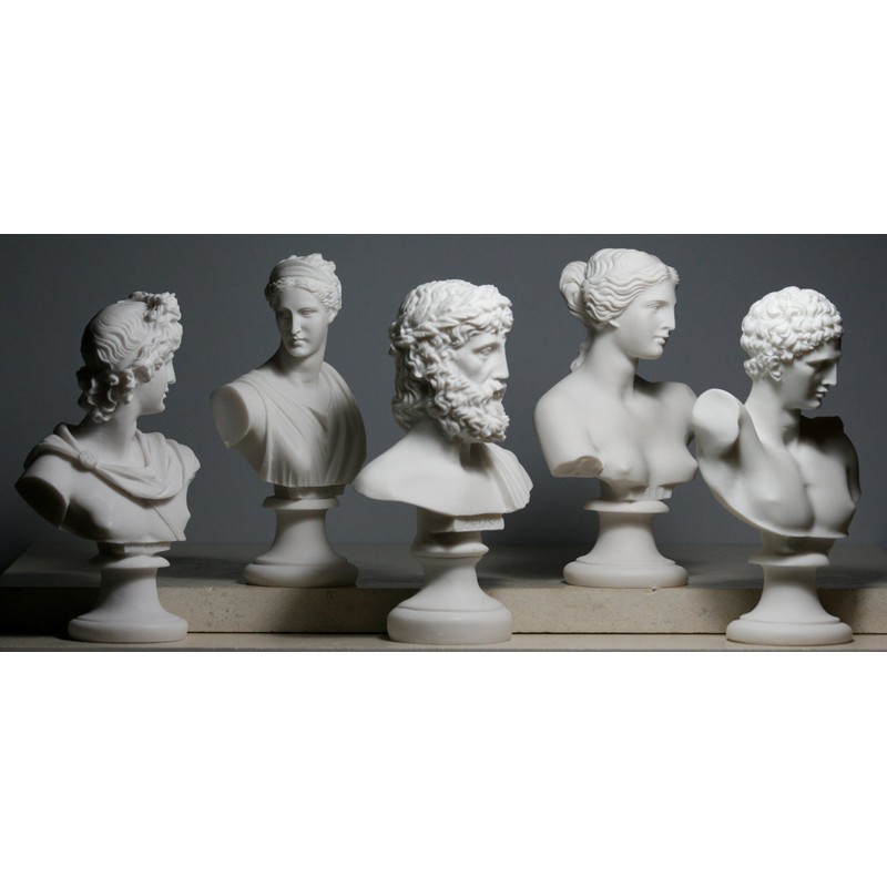 Set 5 Bust Head God Zeus Artemis Aphrodite Hermes Apollo