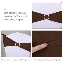 100PCS Wedding Chair Decorations Stretch Chair Bows and Sashes for Party Ceremony Reception Banquet Spandex Chair Covers slipcovers (100, Coffee)