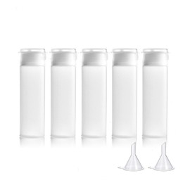 Pack of 5 Soft Container Travel Bottles Travel Bottles for Filling, Soft Container Bottle Set for Shampoo Shower Gel Lotion - with 2 Pieces Funnel (50 ml)