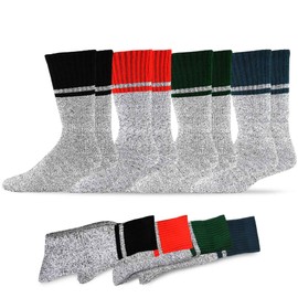 Eco Friendly Heavy Weight Recyled Cotton Winter Thermal Boot Socks 4 Pair (10-13, Colorblock)