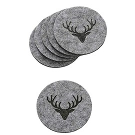 Boltze Home Collections Tjark Coasters Diameter 10 cm Grey Set of 6 (Grey Stag Head)