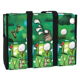 84hoods Large Tote Bag for Women. Golf Gift for Players, Lovers and Fans. Waterproof Shoulder Bag with Multiple Convenient Pockets and Zipper. Love Golf.