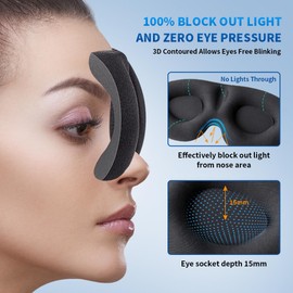 2pack Black Men's and Women's Sleep Goggles with Zero Eye Pressure 3D Sleep Goggles with Light Blocking Design. Night Goggles are commonly Used for Travel with Soft Goggles