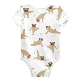 vvfelixl Baby Girls' Bodysuits Black Pug White Short Sleeve Cotton Baby Clothes For Girls 0-24 Months, Multi31, 3-6 Months