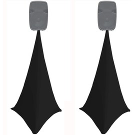 2x black double sided spandex stretch speaker stands scrims, tripod cover