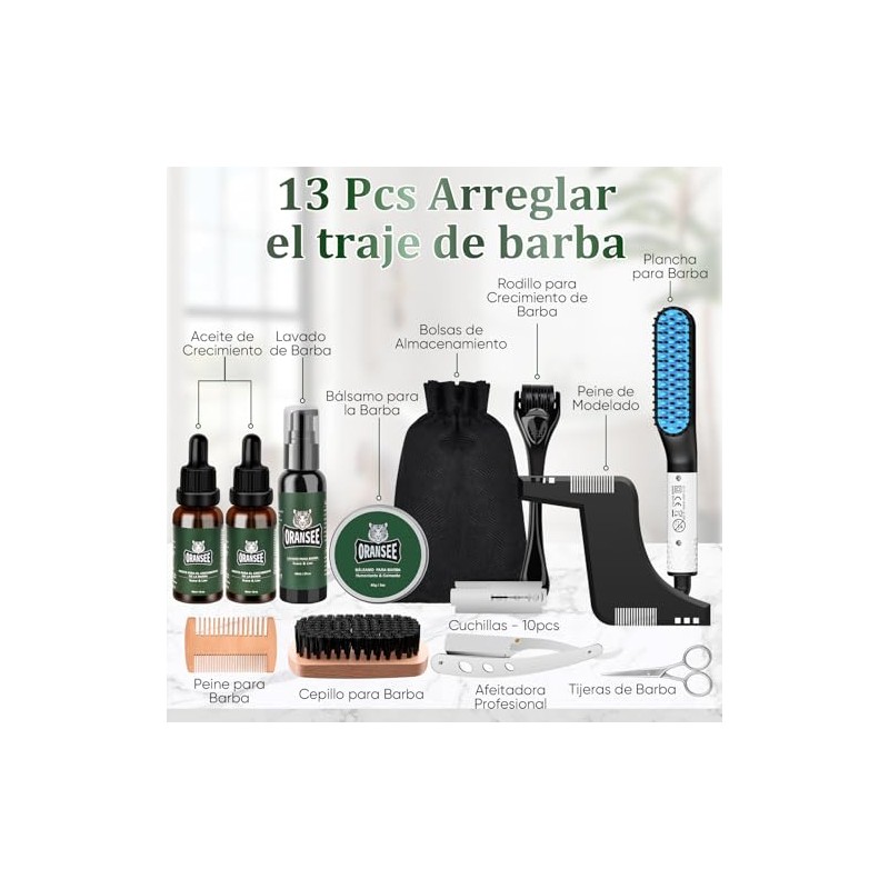 Kit Cuidado de Barba para Hombre 13 en 1 con