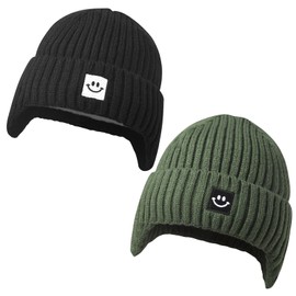 MaxNova Infant Beanie 6-36 Months Black/Army Green 2 Pack