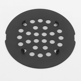 Snap-in Shower Drain Cover 4-1/4 inch Shower Strainer Grid Round (1, Black)