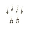 3 pairs/Set Music Note Dangle Earrings for women Czech Crystal