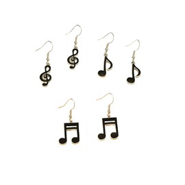 3 pairs/Set Music Note Dangle Earrings for women Czech Crystal Eighth Note Treble Clef Music Note Drop Earrings for Women Musican-Silver