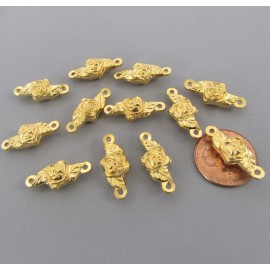 12 LARGE Rose OUR FATHER Beads ITALY Pater Rosary Rosaries Part F103 finish GOLD