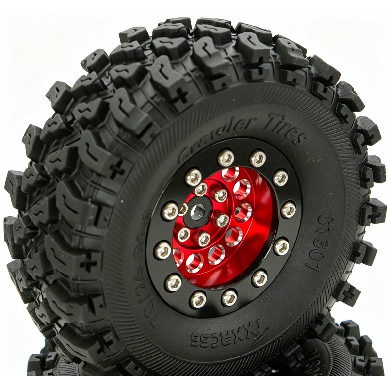 TxxRcss Brass & Aluminum 1.3 Beadlock Wheel Tires Set for