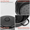 Black Enameled Steel Round Roaster Pot with Iron Lid and