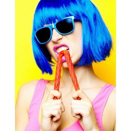 Short Bob Hair Wig 10'' Straight Bangs Short Hair Candy Color Cosplay Synthetic Wig Natural as Real Hair with Wig Cap, Daily Party Hairpiece for Women Girls (Blue)