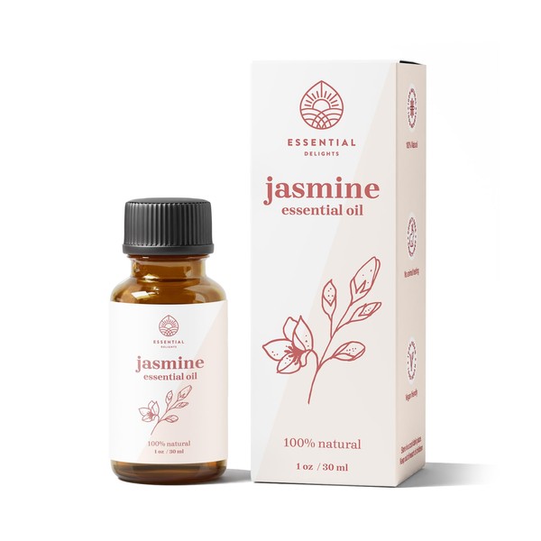 Jasmine Essential Oil by Essential Delights - Premium Quality (1 oz.) | Aromatherapy |