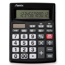 Asuka Calculator, Tax Calculator, C1234BK Black, 12 Digits