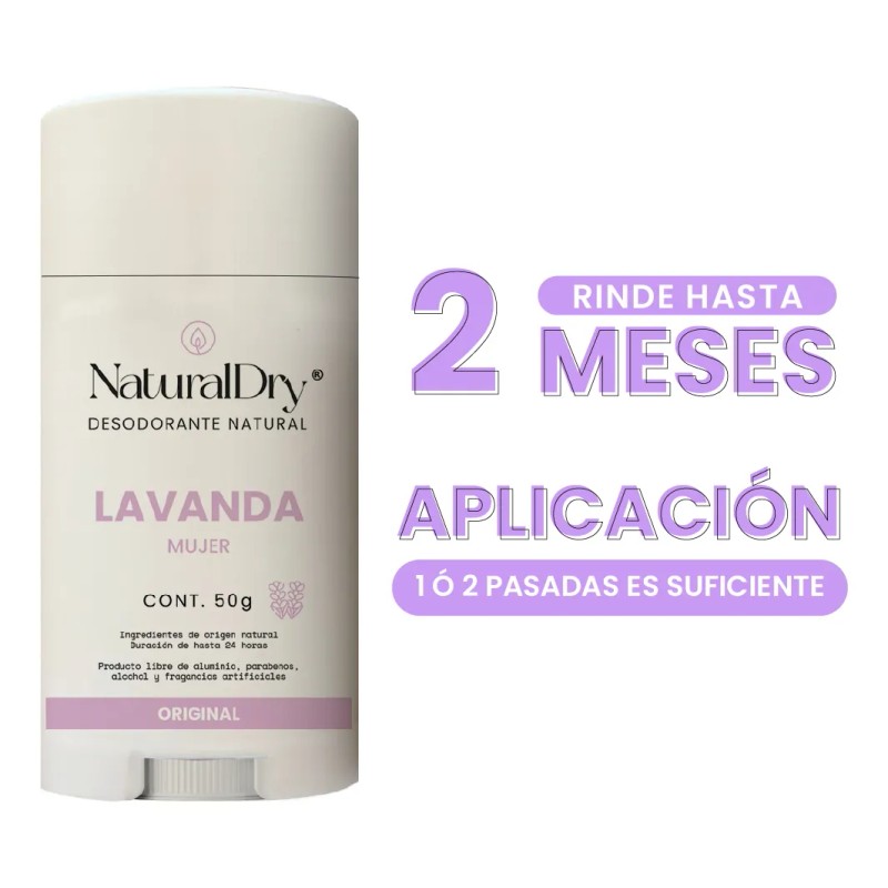 Desodorante Naturaldry Mujer Stick Vegano Lavanda 50g