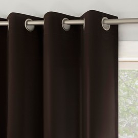 No. 918 Mendoza 2-Pack Magnetic Closure Energy Saving Grommet Curtain Panel Pair, 54" x 63", Chocolate Brown