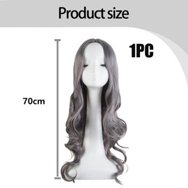 Long Grey Wigs for Women, Grey Curly Wig, Headband Wig Womens Wigs, Synthetic Hair 27’’ Length for Simple Styling Soft Touch Natural Appearance Curly Woman Girls