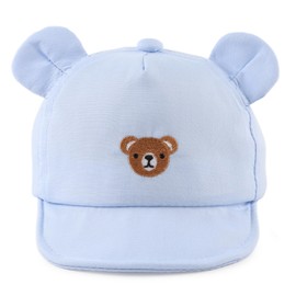 MniJiza Baby Boy Baseball Cap Infant Girls Cute Bear Ear Sun Hat Toddler Adjustable Cotton Cap for Spring Summer (3-24M, SkyBlue)
