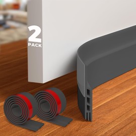 Holikme 2 Door Draft Stopper Sheets, Rolls & Strips Under Door Draft Blocker Insulator Door Sweep Weather Stripping Noise Stopper Strong Adhesive Grey