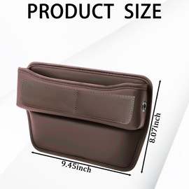 msyuusr Car Seat Gap Filler Organizer, Front Seat Leather Storage Box, Car Organizers and Storage, Car Accessories for Women Men, Car Seat Gap for storage Phones, Glasses, Keys, Cards (Brown)