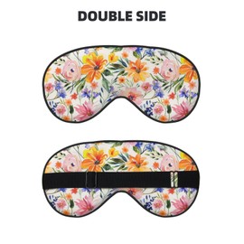 Watercolor Floral Sleep Mask Eye Mask with Adjustable Strap Eye Sleep Shade Cover Blocks Light for Women Men Airplane Travel Nap