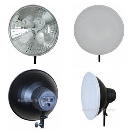 Ardinbir Studio Photography 800w 4 Head Lamp Continuous Light Socket with 15" Cool light Reflector & White Diffuser