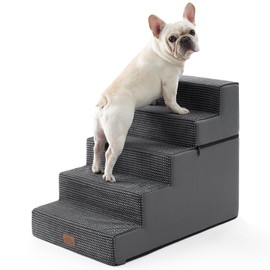 COZY KISS Dog Stairs for Small Dogs, 5 Tier Removable Wider Pet Stairs for Couch and Bed, 23.6" H Non-Slip Dog Steps for Puppies and Old Cats with Support Board, 29.5x19.7x23.6 inch, Dark Grey