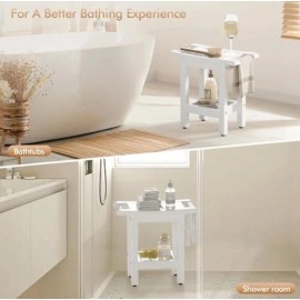 Unbranded White Shower Bench Stool with Storage Shelf