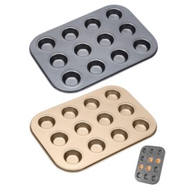 TPZORJX Mini Muffinform,2er-Pack BPA-frei Karbonstahl Muffinblech für 12 Muffins,Antihaftbeschichtet Backform,Muffinform Blech,Muffinblech 12er,Form Muffinbackformen Backblech