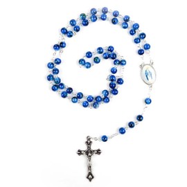 Rosary Necklace for Woman Cross Religious Necklace Rosary Charm Adjustable Length Necklace Amulet Beaded Necklace (Rosary Necklace)