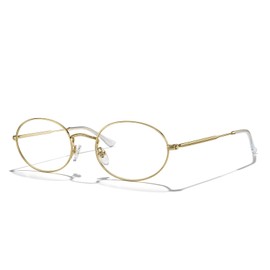 RB. Pilot Oval Reading Glasses for Women Men Blue Light Blocking Computer Thin Metal Full Rim Frame Readers