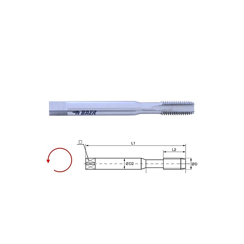 Baer Machine Tap M6 Tap HSSE Left Thread - Form