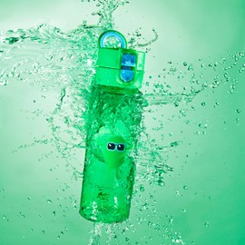 Tinc Kids' Hugga Tribal Character Design Flip and Clip Lockable Leak-Proof Water Bottle, Green, 500 ml