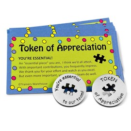Trainers Warehouse Puzzle Tokens (10/Set) | Distribute to Every teammate to let Them Know They're Essential | "Token of Appreciation" on one Side, "You're Essential to Our Team!" on Reverse