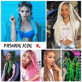 Braiding Hair Pre Stretched - 26 Inch Pre Stretched Braiding Hair Soft Yaki Texture 3 Packs Crochet Hair Extensions Braids for Black Women (26 Inch(3Packs), 1B/Blue/Green-Tinsel)