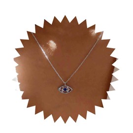 Inilbran Boho Crystal Sapphire Evil Eye Necklace Blue Crystal Demon Eye Necklace Choker Vintage Rhinestone Sapphire Evil Eye Necklace Choker Bling CZ Crystal Protective Necklace Chain, Zinc, No
