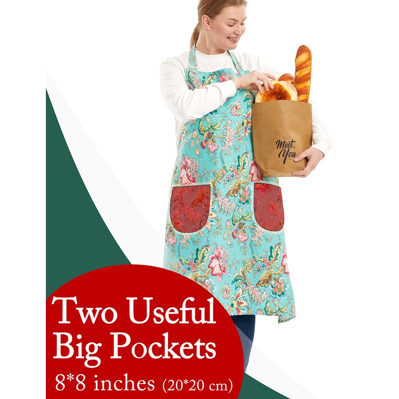 APRONNER Cotton Linen Baking Plus Size Aprons for Women with